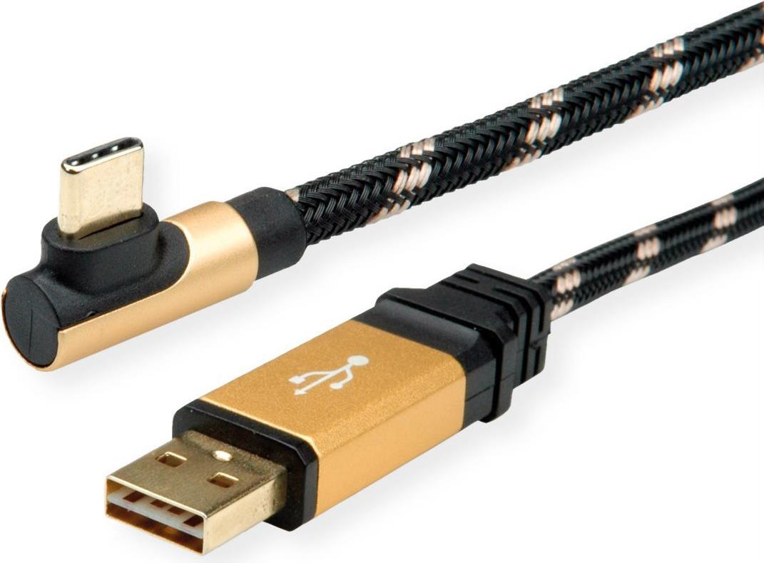 ROLINE 11.02.9060 USB Kabel 0,8 m USB 2.0 USB A USB C Schwarz - Gold (11.02.9060)