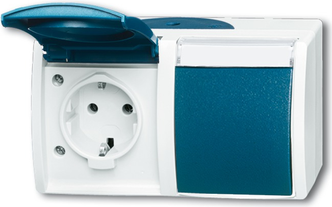 BUSCH-JAEGER Schuko-Doppelsteckdose 20/2EWN-53 ocean waager. mit Namesschild 20/2EWN-53 (2084-0-0703)