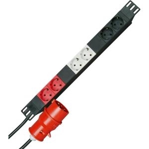 Kopp Steckdosenleiste 48,30cm (19")  6fach Schwarz, Grau, Rot CEE-Stecker 930105013 (930105013)