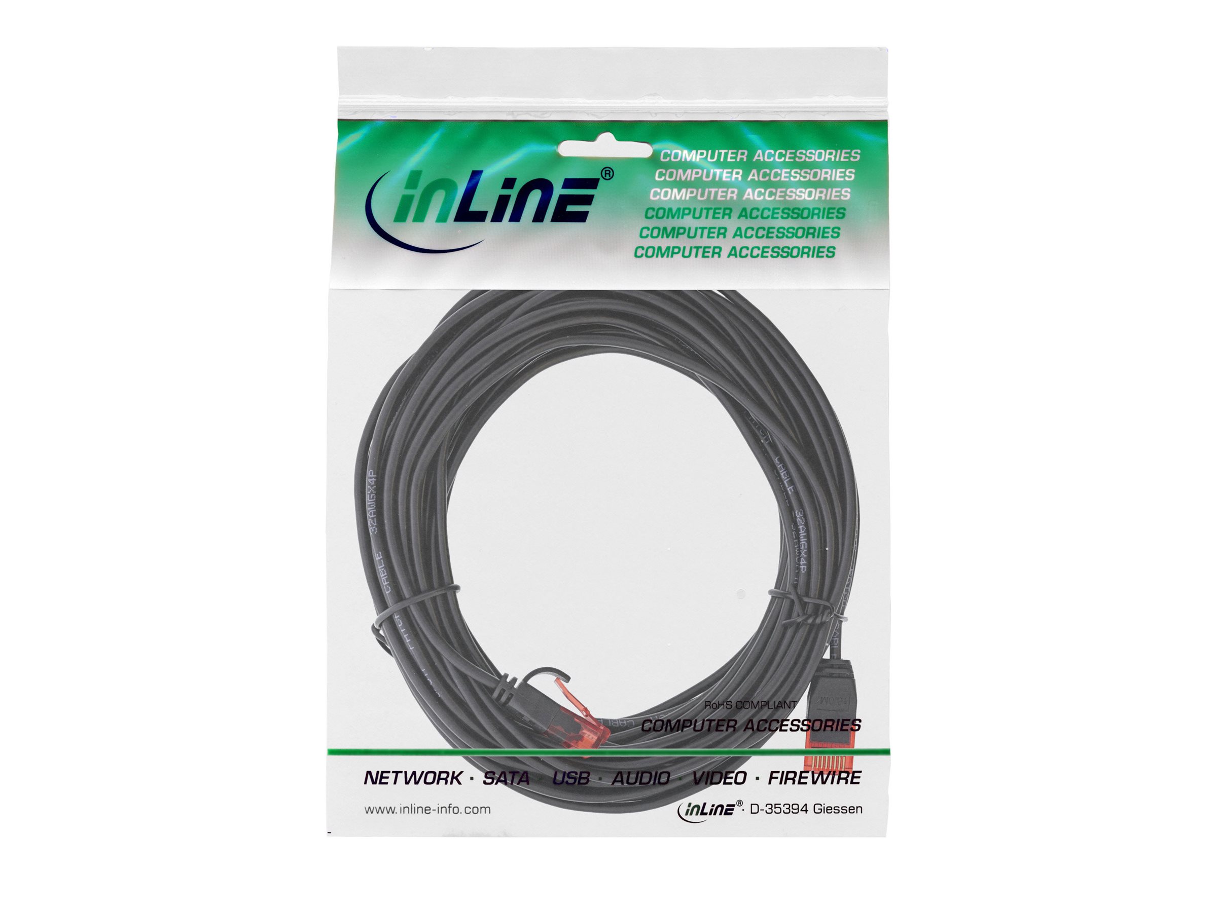 InLine Slim Patchkabel U/UTP Cat.6 10 m Schwarz