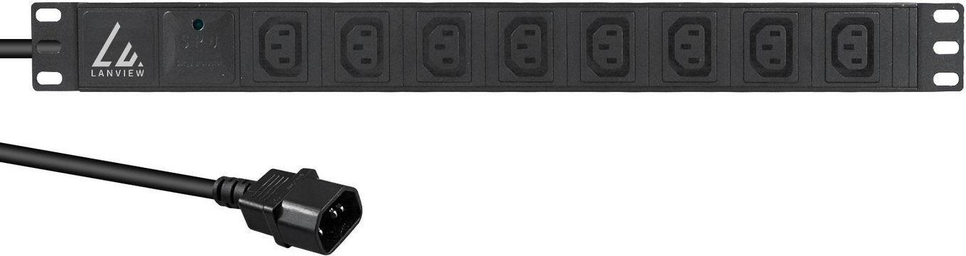 Lanview 19´´ 8-way c13 outlets with 2-meter 3G1.5mm2 cable (LVR-2MC14-SPD-C13X8)