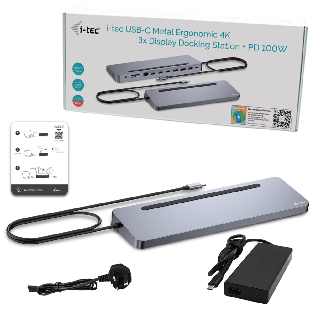 i-tec C31FLAT2PDPRO100W Dockingstation 11-in-1 USB-C Thunderbolt 4 Silber