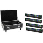 EUROLITE Set 4x LED BAR-8 SWING QCL Leiste + Flightcase mit Rollen