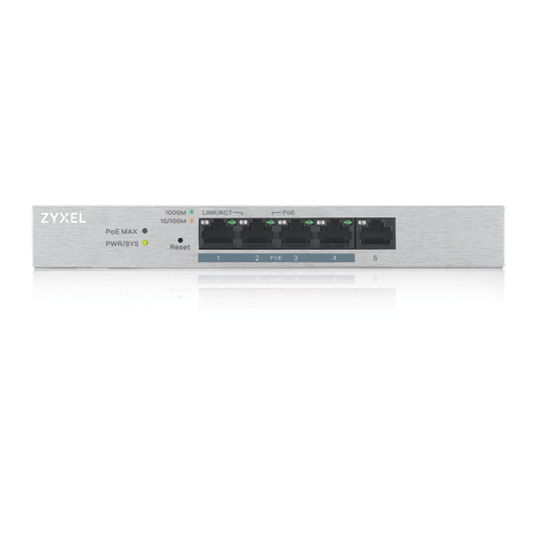 Zyxel GS1200-5HP v2 5-Port Gigabit PoE+ Switch Grau