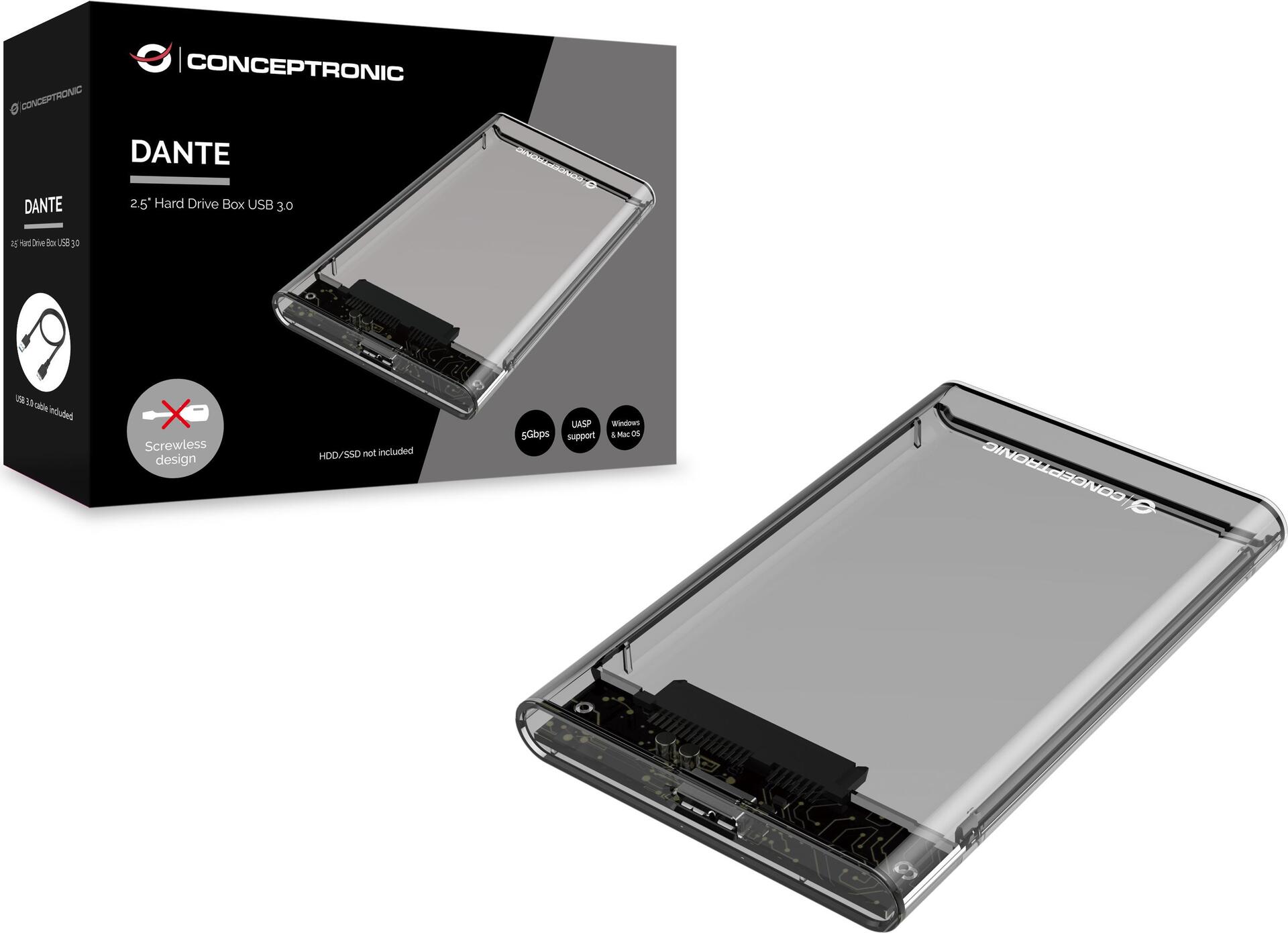 CONCEPTRONIC HDD Gehäuse 2.5\" USB 3.0 SATA HDDs/SSDs