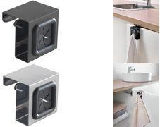 metaltex Handtuchhalter, zum Einhaken, eckig, schwarz/grau Material: TPR / Edelstahl, zum Einhängen an der Schranktür, - 1 Stück (297151000)