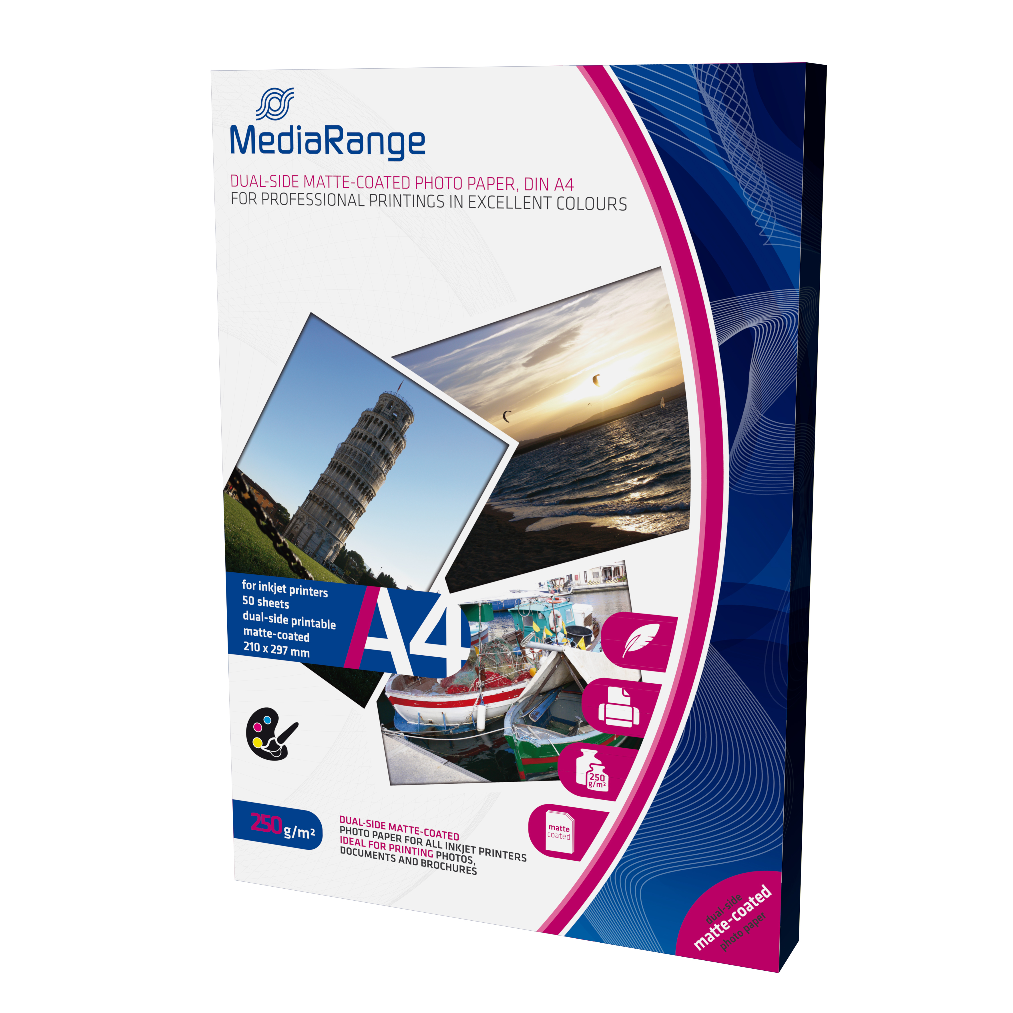 MediaRange Fotopapier MRINK112 A4 Matt 250 g/m² 50 Blatt Weiß