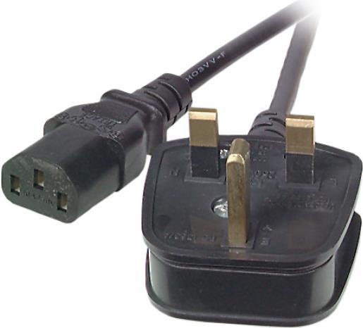 EFB-Elektronik Netzleitung UK BS1363A - C13 180°, schwarz, 5 m, 3 x 1.00 mm² Hersteller: EFB Elektronik (EK500.5)