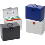 Esselte Hängemappenbox Metal, farbig sortiert aus Metal, mit Tragegriff, inkl. 5 Registerfächer, - 4 Stück (48320)