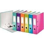 LEITZ Ordner WOW, 180 Grad, DIN A4, 80 mm, farbig sortiert Einband aus Graupappe, innen und außen mit laminiertem - 10 Stück (1005-10-99)