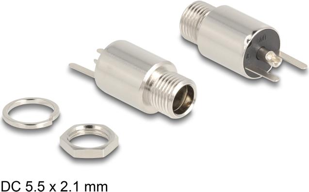 Delock Steckverbinder DC 5,5 x 2,1 mm Buchse zum Einbau Lötversion - rund 20 V / 10 A (90174)