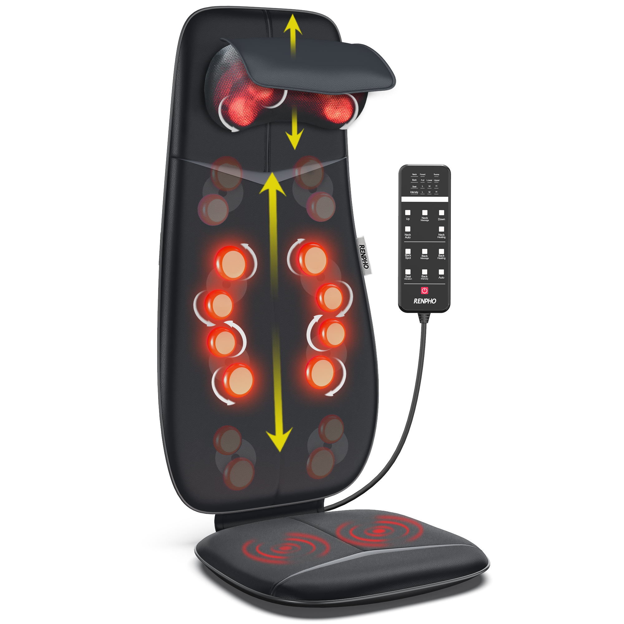 Renpho PEU-RF-BM076-BK Nacken und Rücken Massageauflage Schwarz