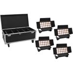 EUROLITE Set 4x AKKU Multiflood IP 18x10W RGBW Wash CRMX + Case mit Rollen (20001034)