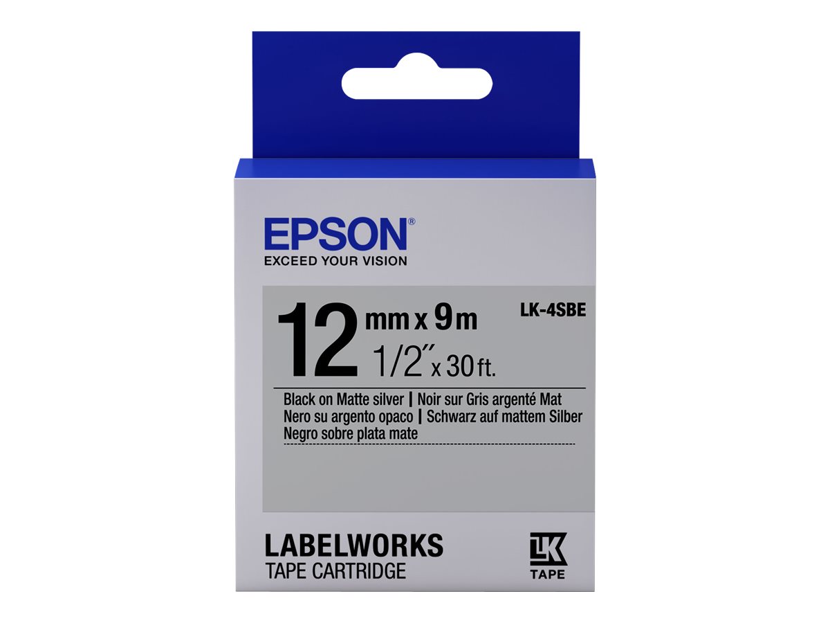 Epson LabelWorks LK-4SBE Etikettenband 12 mm 9 m Schwarz auf Silber (matt)