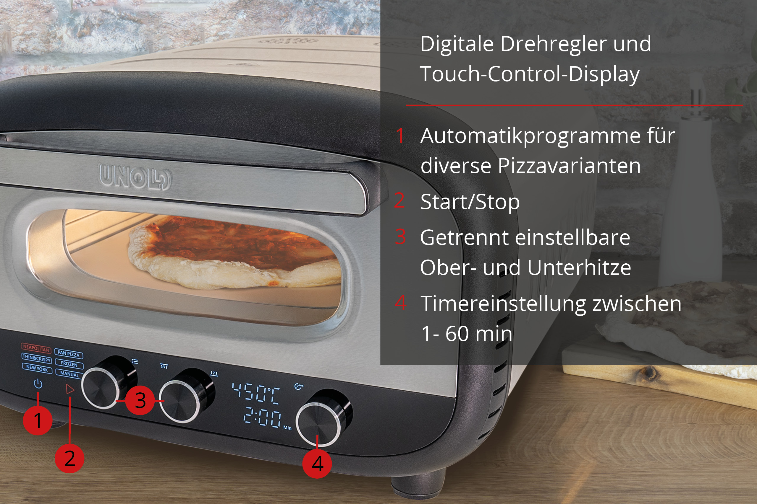 Unold Alfredo Pizzaofen 1700 W Schwarz