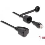 DeLOCK Netzwerkkabel RJ45 Stecker zu RJ45 Stecker Cat.6 STP mit Verschlusskappe Outdoor IP68 staub- und wasserdicht schwarz 1 m (80166)