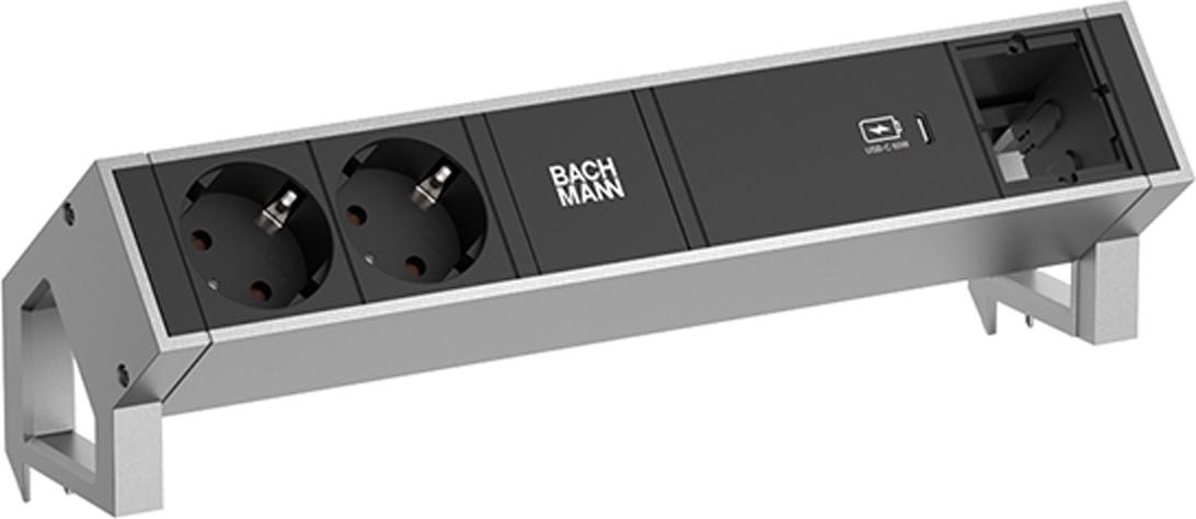 BACHMANN Steckdoseneinheit "DESK 5,10cm (2"), 2-fach + 1x USB,schwarz (902.906)