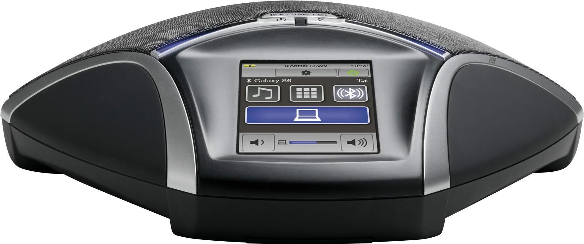 Konftel 55Wx Konferenztelefon mit Bluetooth, OmniSound HD und Akku, Silber/Liquorice Black