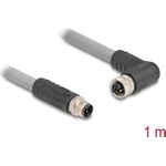 Delock M12 Kabel L-kodiert 5 Pin Stecker gerade zu Buchse rechts gewinkelt PUR (80542)