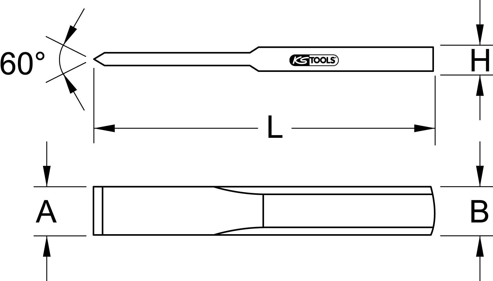 KS TOOLS Fugenmeißel, flach oval, 250x50mm (162.0171)