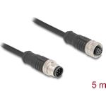 Delock M12 Kabel A-kodiert 8 Pin Stecker zu Buchse PVC 5 m (80805)