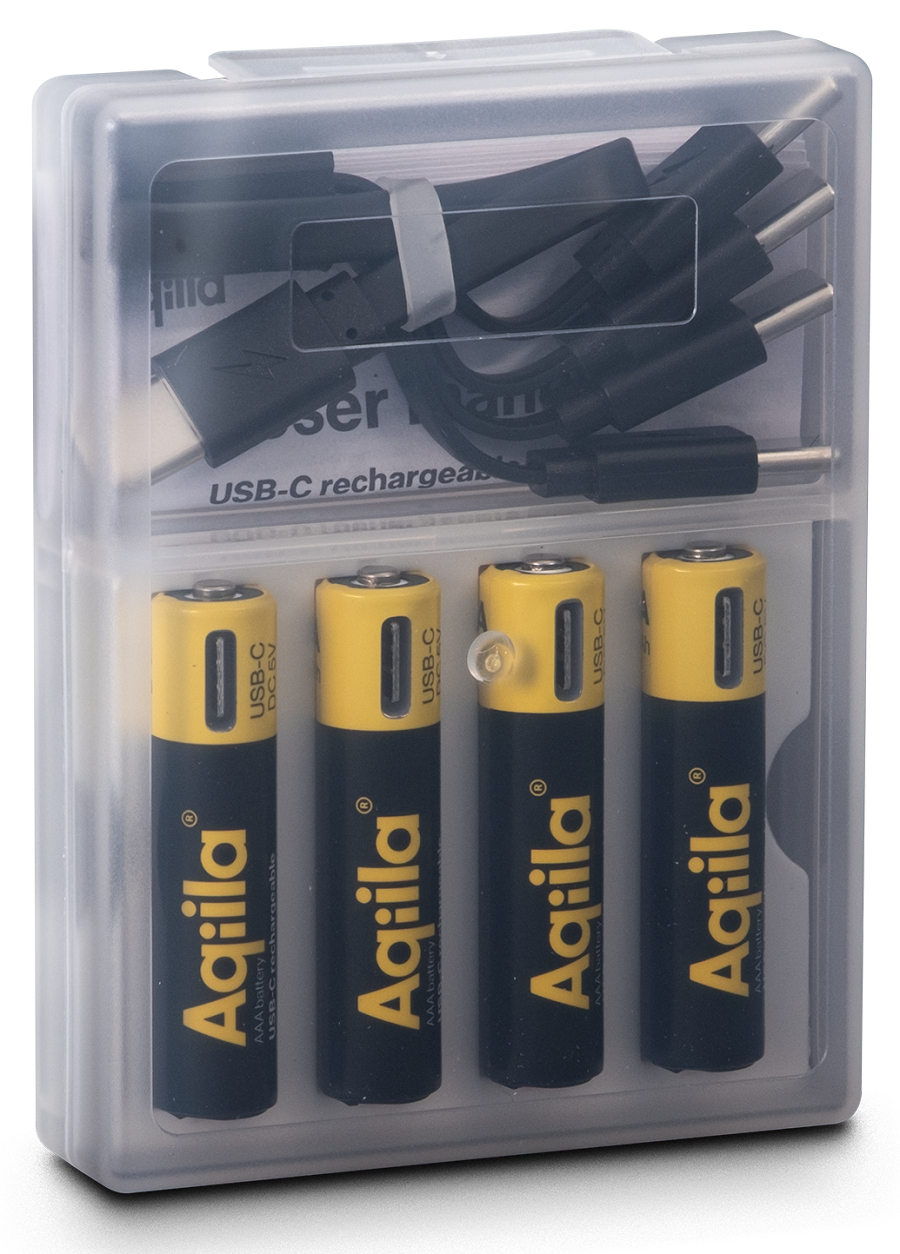 AQIILA AQ60AAA374C4 AAA Akku 600 mAh 1.5 V USB-C Schwarz, Gelb