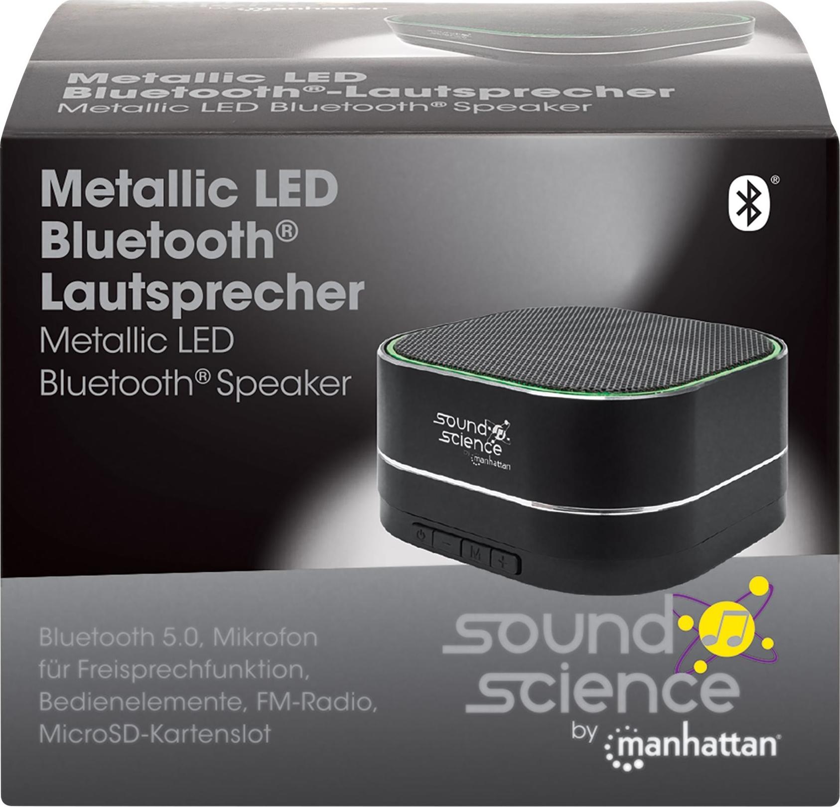 Manhattan Sound Science Metallic Bluetooth-Lautsprecher 3 W Bluetooth 5.0 Schwarz