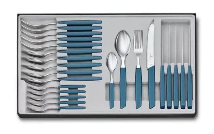 Victorinox Swiss Modern Besteckset 24-teilig Edelstahl Blau