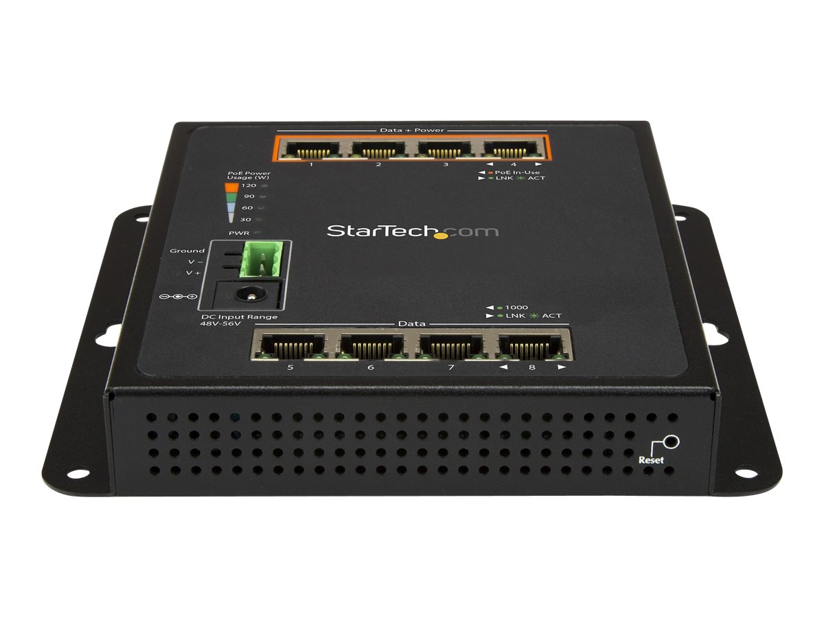 StarTech.com IES81GPOEW 8-Port (4 PoE+) Managed Gigabit Ethernet Switch Schwarz