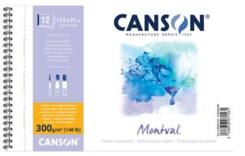Canson Montval Aquarellblock 135 x 210 mm 300 g/m² 12 Blatt Feine Oberfläche Natural White