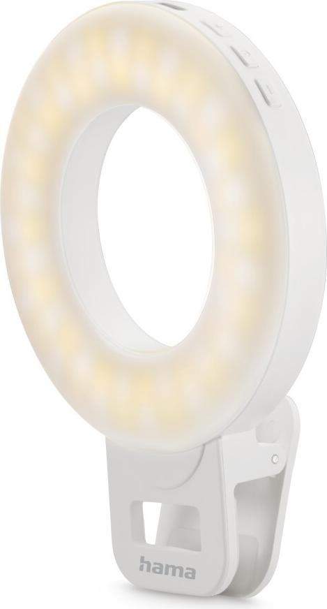 Hama LED-Ringleuchte ToGo, Clip-On-Ringlicht für Handy, aufladbar, 3 Modi (00004674)