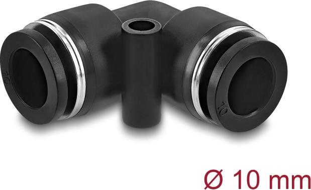 Delock Pneumatik Steckverbinder 10 mm mit Befestigungsloch 90° gewinkelt (60747)