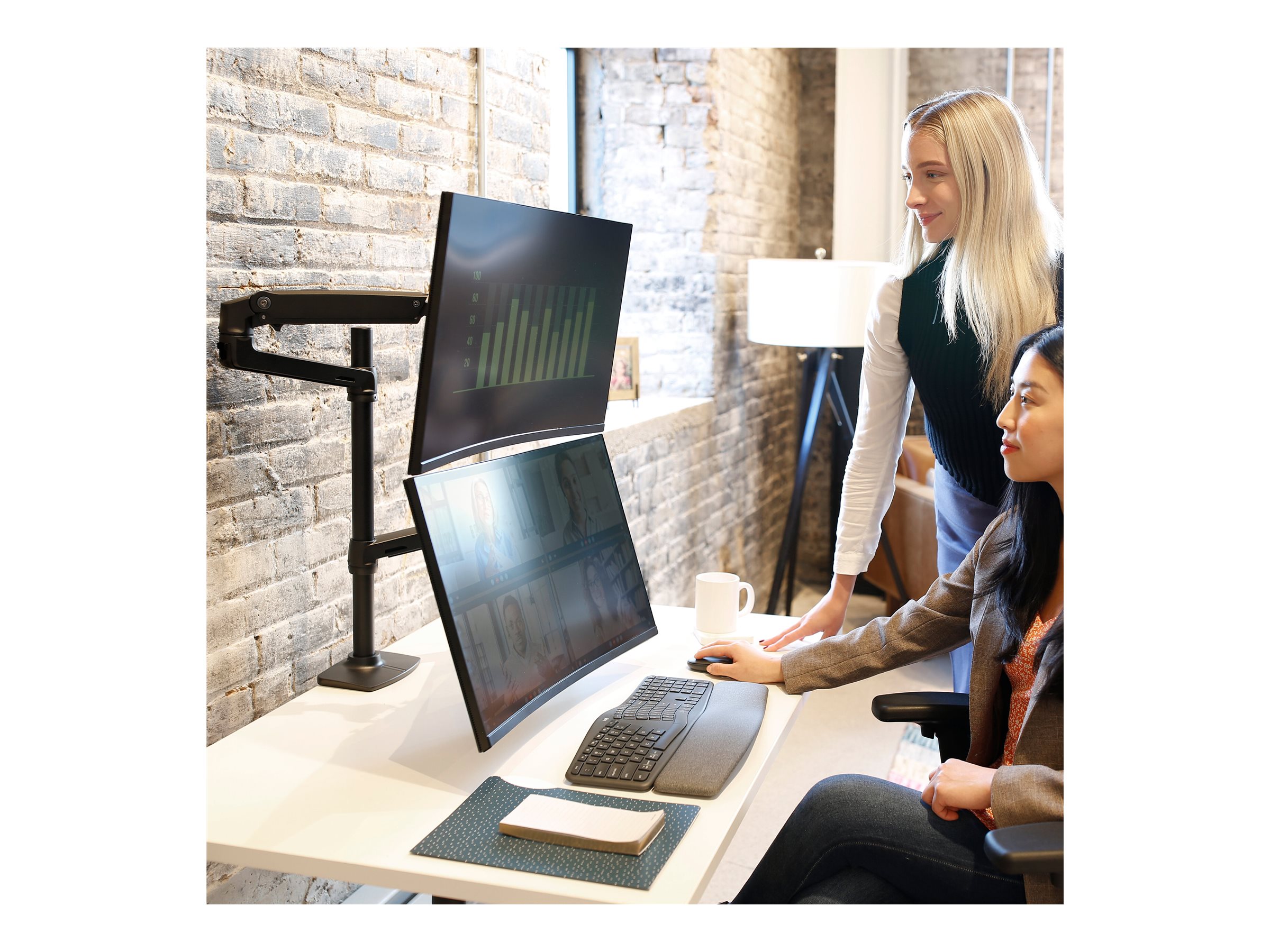 Ergotron LX Dual Monitor Arm Tischhalterung für 2 Monitore bis 40" VESA 75x75/100x100 mm Mattschwarz