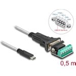 Delock Adapter USB Type-C zu 1 x Seriell RS-422/485 Stecker mit 6 Pin Terminalblock 5 V 0.5 (64266)