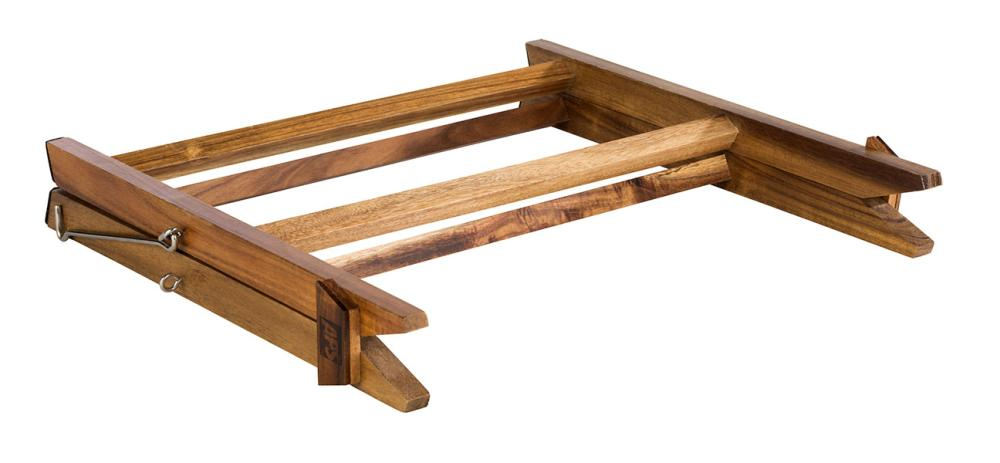APS Serviergestell 2-stufig zusammenklappbar mit 2 Schieferplatten aus Akazienholz Schwarz Braun