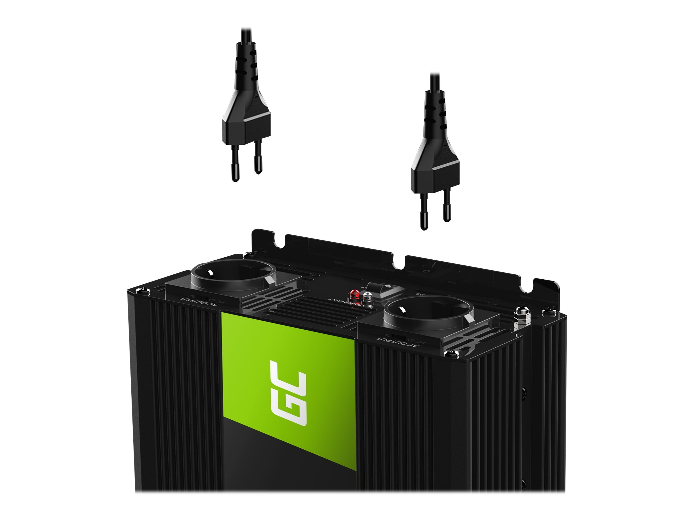 Green Cell INV22 Kfz-Wechselrichter 12 V auf 230 V 1500 W Schwarz