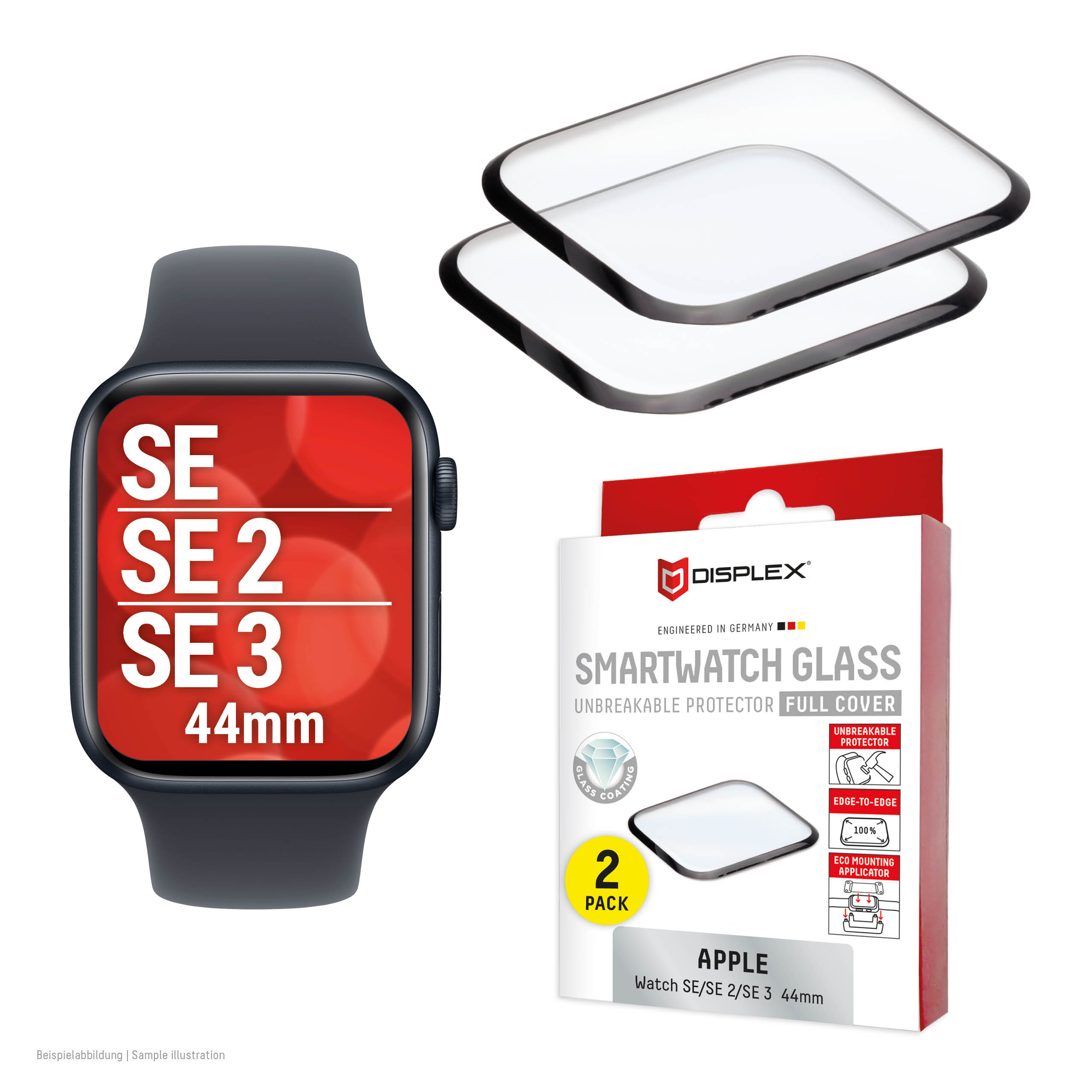 E.V.I. DISPLEX Watch Glass FC Displayschutz für Apple Watch SE (2/3) 44mm Transparent