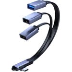 MicroConnect USB-C Angled splitter cable Black (MC-USBCANG-USBA3WAY)