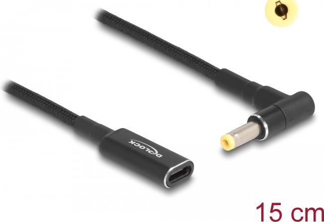 Delock Netzteil 24 pin USB-C (W) zu Gleichstromstecker 4,8 x 1,7 mm (M) gewinkelt (60033)