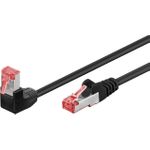 Goobay CAT 6 Patchkabel 1x 90° gewinkelt, S/FTP (PiMF), Schwarz, 5 m - Rastnase oben, LSZH halogenfrei, Kupfer (51546)