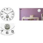 UNiLUX Wanduhr/Quarzuhr "TEMPUS", Durchm.: 300 mm, silber Zahlen in schwarz, mit LCD-Anzeige der Innentemperatur, - 1 Stück (400094592)