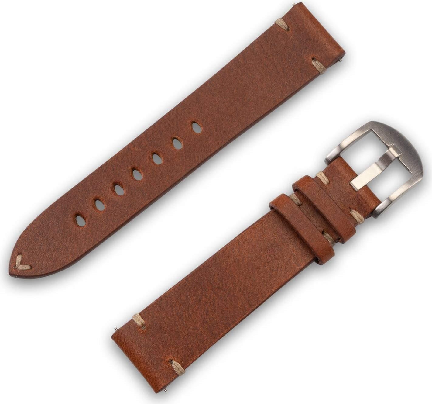 JT Berlin Watchband Alex II Vintage | Universal 20mm | braun - Edelstahl | M | 10845 (10845)