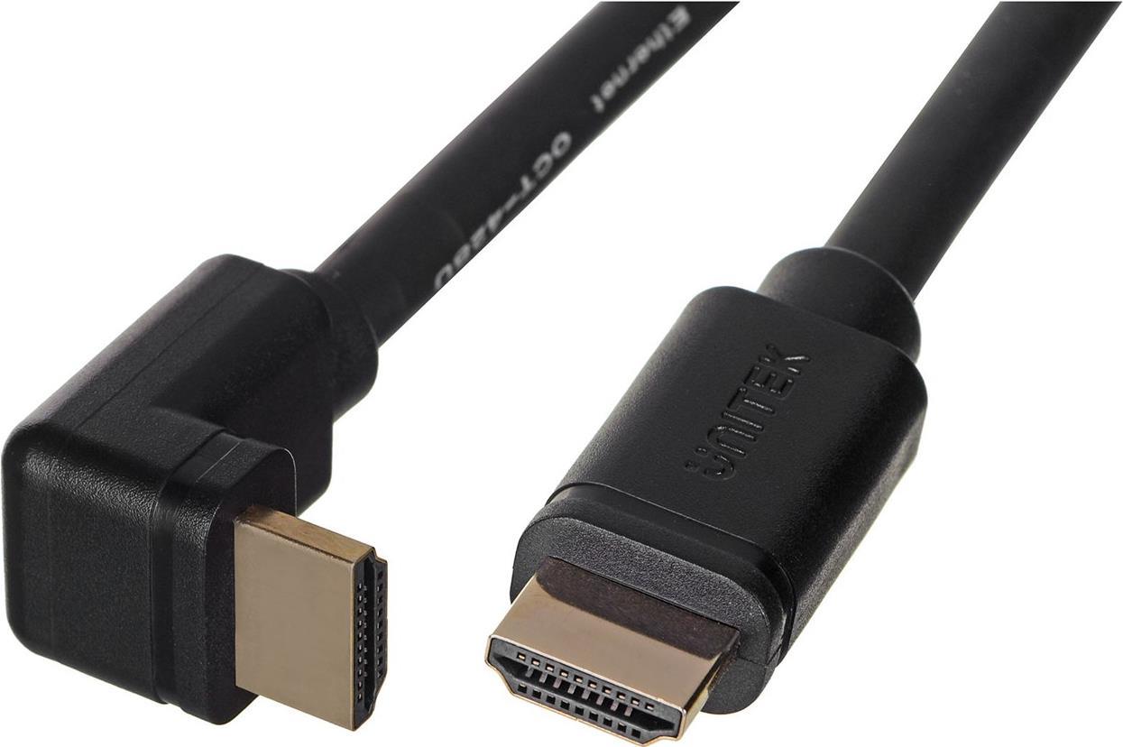 UNITEK Y-C1002 HDMI 2.0, 90° 4K60HZ,3M Kabel Schwarz (Y-C1002)