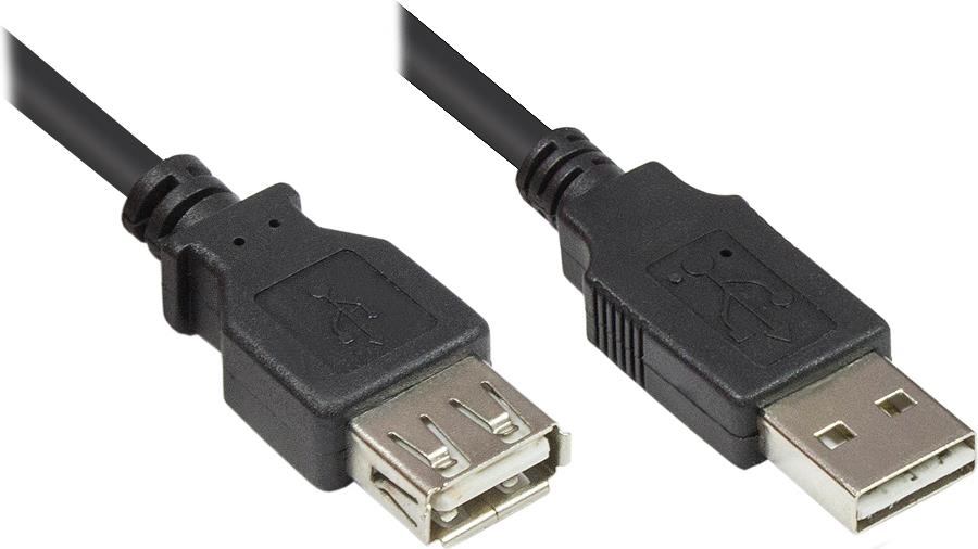 GOOD CONNECTIONS Verlängerungskabel USB 2.0 EASY Stecker A an Buchse A, schwarz, 0,5m, Good Connecti