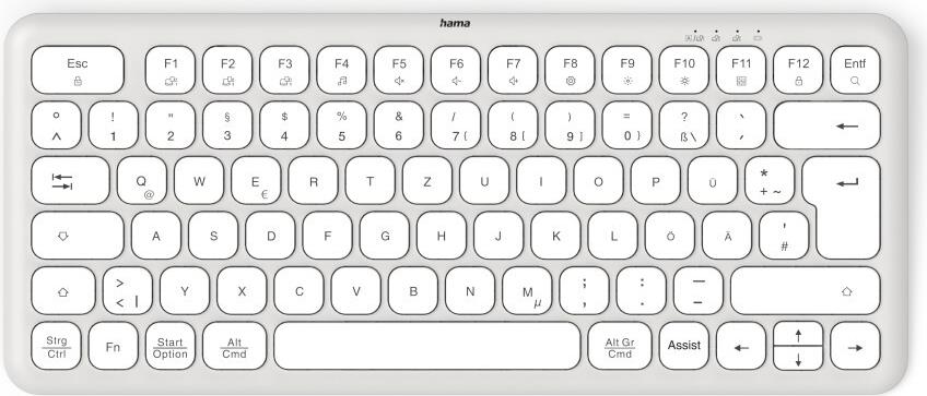 Hama Multi-Device-Tastatur WK-500 kabellos Funk u. BT klein WS QWERTZ (00173060)