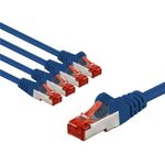 Goobay CAT 6 Patchkabel S/FTP PiMF 2 m blau 5er-Set - Kupferleiter CU (66607)