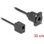 Delock D-Typ RJ10 Kabel Buchse zu Buchse schwarz 30 cm (87969)