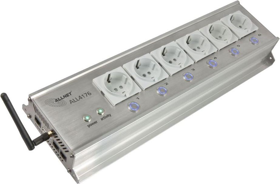 ALLNET MSR IO Zentrale Schaltsteckdosenleiste 6-fach inkl. Messgerät für Desktop & 19" Montage "ALL4176" für IP Gebäude Automation ALL4176v3 (ALL4176v3)