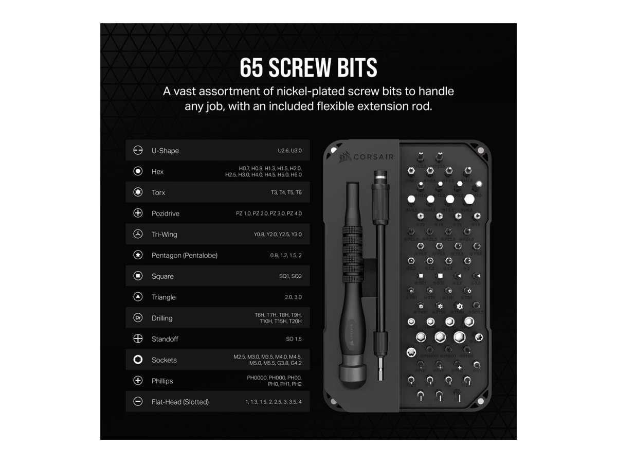 Corsair PC DIY Precision Toolkit - Schraubendreher mit Bit-Satz 67-teilig