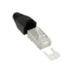 InLine® Crimpstecker RJ45 geschirmt, mit Knickschutz und Einfädelhilfe, 100er Pack, schwarz, Bulk (74590S)
